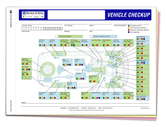 VCH-3 • Vehicle Checkup (7293), 3 Part